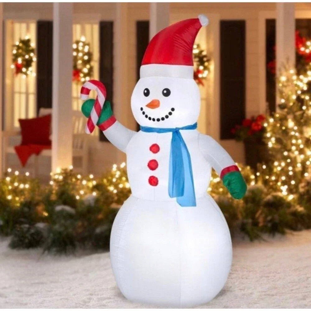 7ft Snowman with Candy Cane Holiday Airblown Inflatable